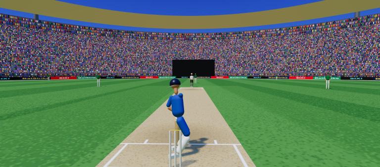 BatStrike Cricket: batting at the crease in a packed stadium